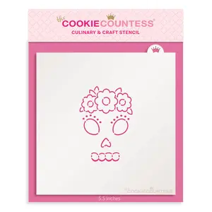 SUGAR SKULL WITH FLOWER CROWN PYO STENCIL