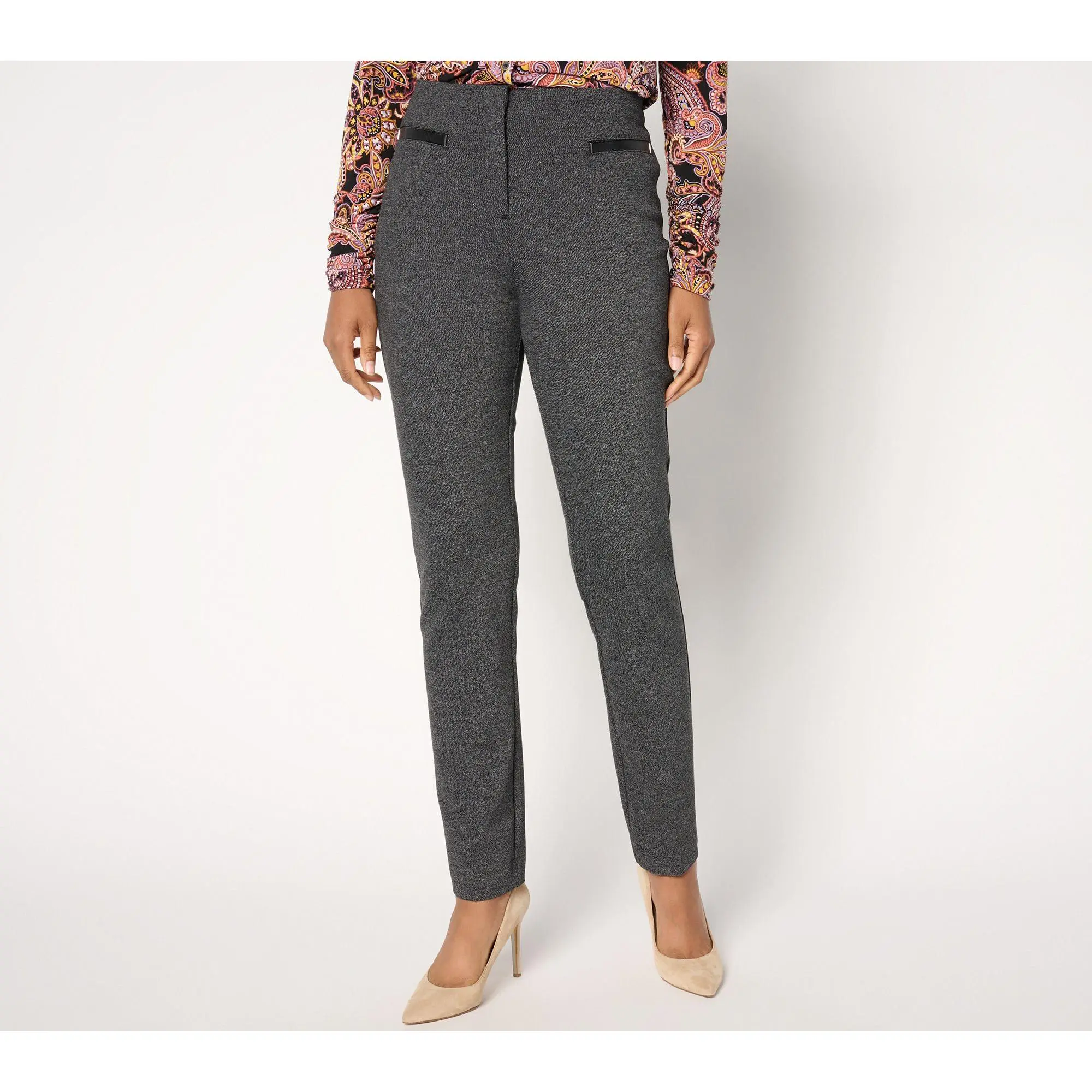 Tailored by Susan Graver Regular Twill Ponte Slim-Leg Trousers