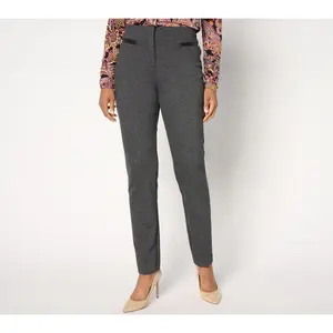 Tailored by Susan Graver Regular Twill Ponte Slim-Leg Trousers