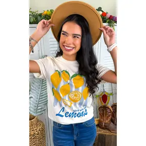 Cutesy Lemon Stripes Graphic T-Shirt