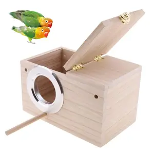 Parakeet Nesting Box  Bird Nest Breeding Cage Wood House For Finch Lovebirds Cockatiel Budgie Conure Parrot 8'' X 5''