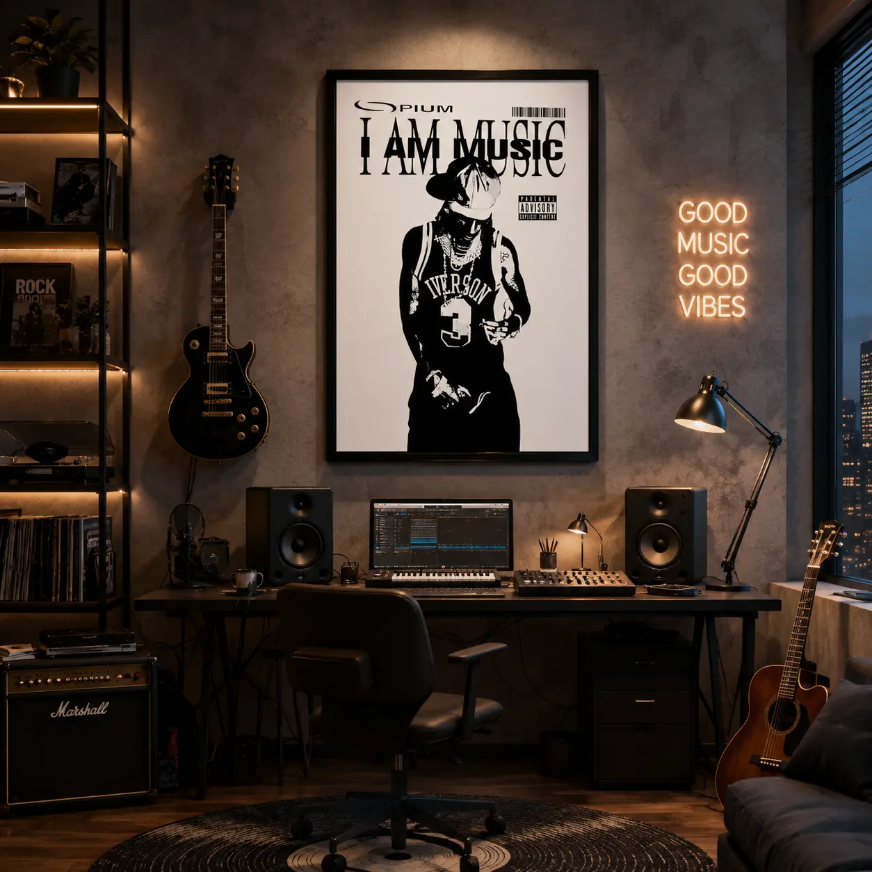 "I Am Music" Album Cover Art Poster- Stylish Trap Music Wall Art CanvasPrint-Street Aesthetic Decor-AGift for Hip-Hop Fans