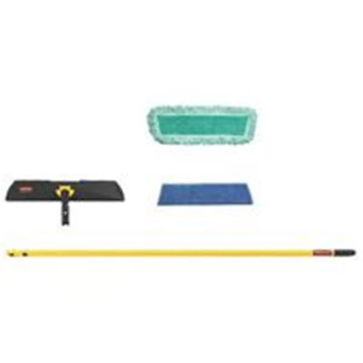 Rubbermaid Microfiber Cleaning Kit (Model FGQ101200000) with Aluminum Frame, Easy-to-Attach Hook-and-Loop Backing, Removable Washable Microfiber Mop Pads & Cleaning Cloths for Wet/Dry Clean