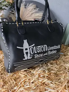 Houston Live Stock And Rodeo Leather Duffel Bag