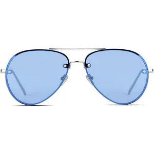 Classic  Aviator Sunglasses  Retro  Metal Frame Clear Colorful Lenses 62mm