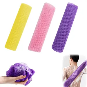 3pcs African Exfoliating Net Sponge,African Exfoliating Net Loofah Exfoliating Body Scrubber, Long Nylon Exfoliating Back Washcloth Towel Exfoliating Bath Shower