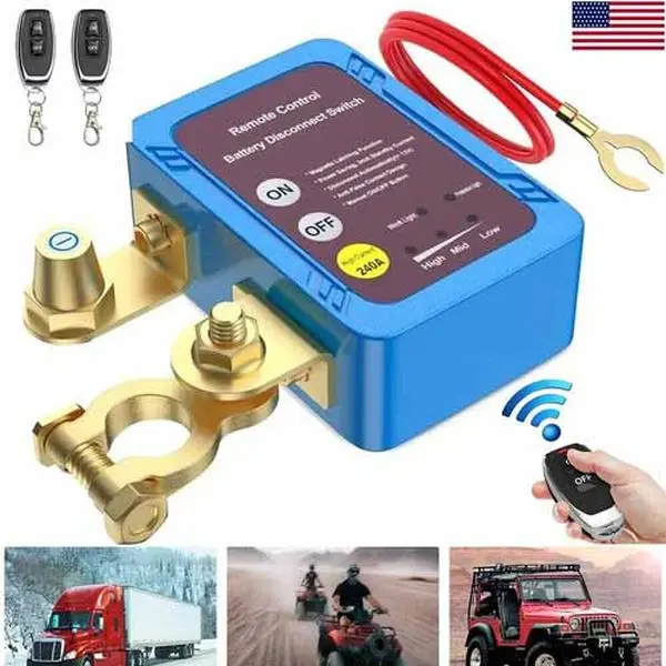 12V 240A Battery Cut Off Switch, Manual/Wireless Remote Control Disconnector with ABS Housing & Auto Low Voltage Protection for Car, Boat, Outdoor Vehicle, Auto Low Volt.