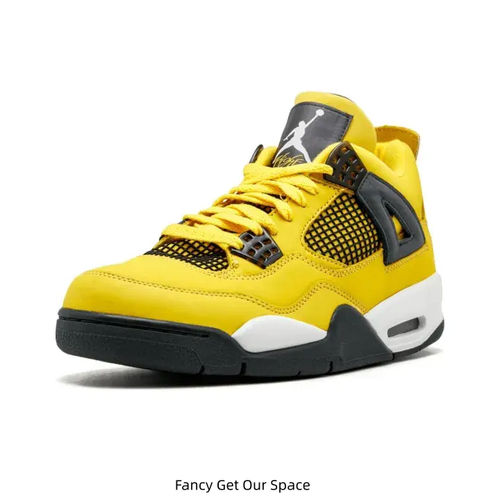 Yellow‑Black Retro Mid Sneakers Visible Air Cushion Contrast White Midsole Unisex Daily Footwear