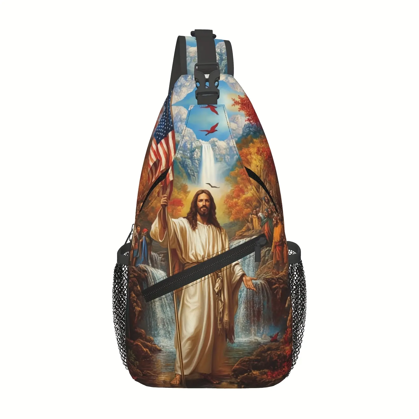 Men's Preppy Athletic Chest Bag, Polyester Crossbody Sling Backpack with Durable Design and Camera Storage for Travel & Holiday Use, Party, Zip, Casual, Bum Bag, High-Capacity, Zipper, Back Padding, Lightweight, Machine Washable, Multi-Function, Street, C