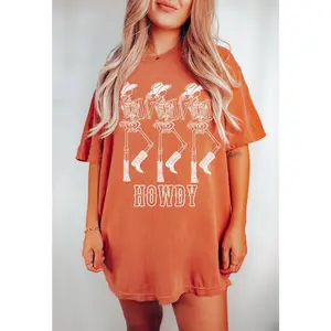 Howdy Cowboy Tee, Skeleton Cowboy Tee, Dancing Skeleton Tee, Boho Tee, Vintage Inspired Cotton T-shirt, Unisex Tee, Tee