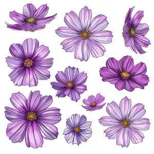 Purple Watercolor Flowers Set for Car Decal Waterproof Vinyl Peel and Stick, Window Bumper Body Hood Bonnet Flower Decorative Car Sticker. Purple car flower decal and sticker. Waterproof high quality designed Auto decoration