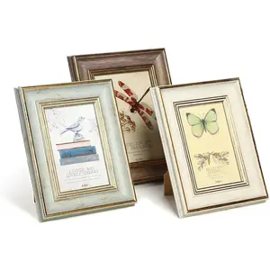 3 pack 4x6 inch farmhouse rustic picture frame sets distressed farmhouse plastic frame with plexiglass for wall mount or tabletop display