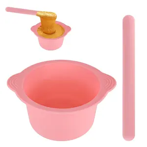 1 Pack Silicone Wax Warmer Liner with Spatula Sticks, Reusable Silicone Waxing Bowl, Wax Pot Liner for Hair Removal