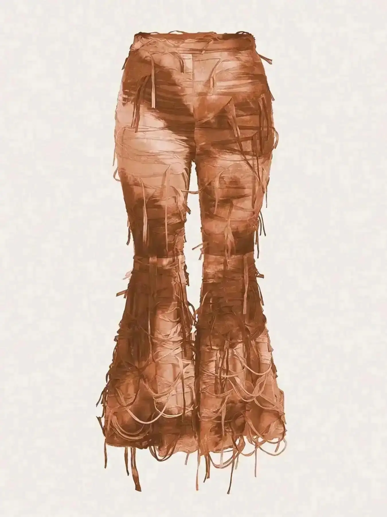 Plus Size Tie Dye Ripped Flare Leg Leggings for Women, Casual Comfy Bell Bottom Pants Daily Wear Design, All Seasons Versatile Graphic Street Style, Retro Revival Hippie Aesthetic Trending Now, Effortless Bold