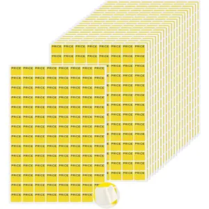 2464 Pieces Garage Sales Stickers Yellow Preprinted Pricing Labels Yard Sale Price Stickers in Bright Neon Colors, 22 Sheets