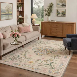 【Deals For You Days】BEIMO Area Rug – Machine Washable, Pet Friendly, Non-Slip Floor Rug, Soft Home Carpet, Ideal Living Room, Bedroom, Kitchen, Hallway Decor ,ARF2631-PETAL