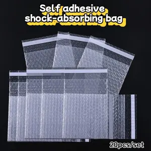 20 Pcs Thick Bubble Mailer Bags, Self-Adhesive Foam Pouches, Transparent Tape, Sealed Protective Film, Ideal for Shipping Packaging