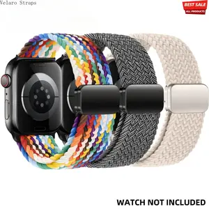 3-Pack Magnetic Braided Nylon Bands for Apple Watch, Elastic Sport Straps for Series 1–10/Ultra/SE (41–49mm)