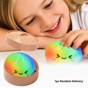 2026 Rainbow Baozi Stress Relief Toy, Slow Rebound Simulation Food Play, Large Emoji Baozi, Kawaii Squishy, Pressure Release Fun Gift