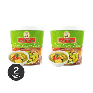 MAE PLOY Thai Green Curry Paste - 2 Pack (400g Each) | Authentic Thai Curry Sauce for Chicken & Vegetables