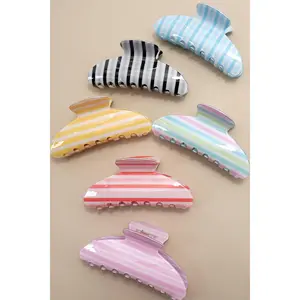 Oval Stripe Hair Claw Clip
