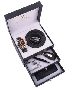 Men's Business Watch Gift Set, Father's Day Three-Layer Box Belt Wallet Keychain Signature Pen, Ideal Men's Gift