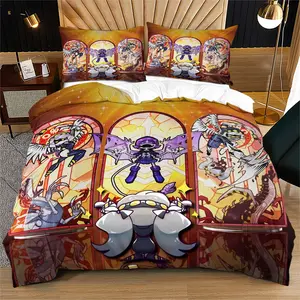 Soft Durability Murder Drones Pattern Printed Bedding Set, Includes 1 Fitted Sheet & 1-2 Pillowcases, Excluding The Core And Pillow Core, Perfect Gift Option