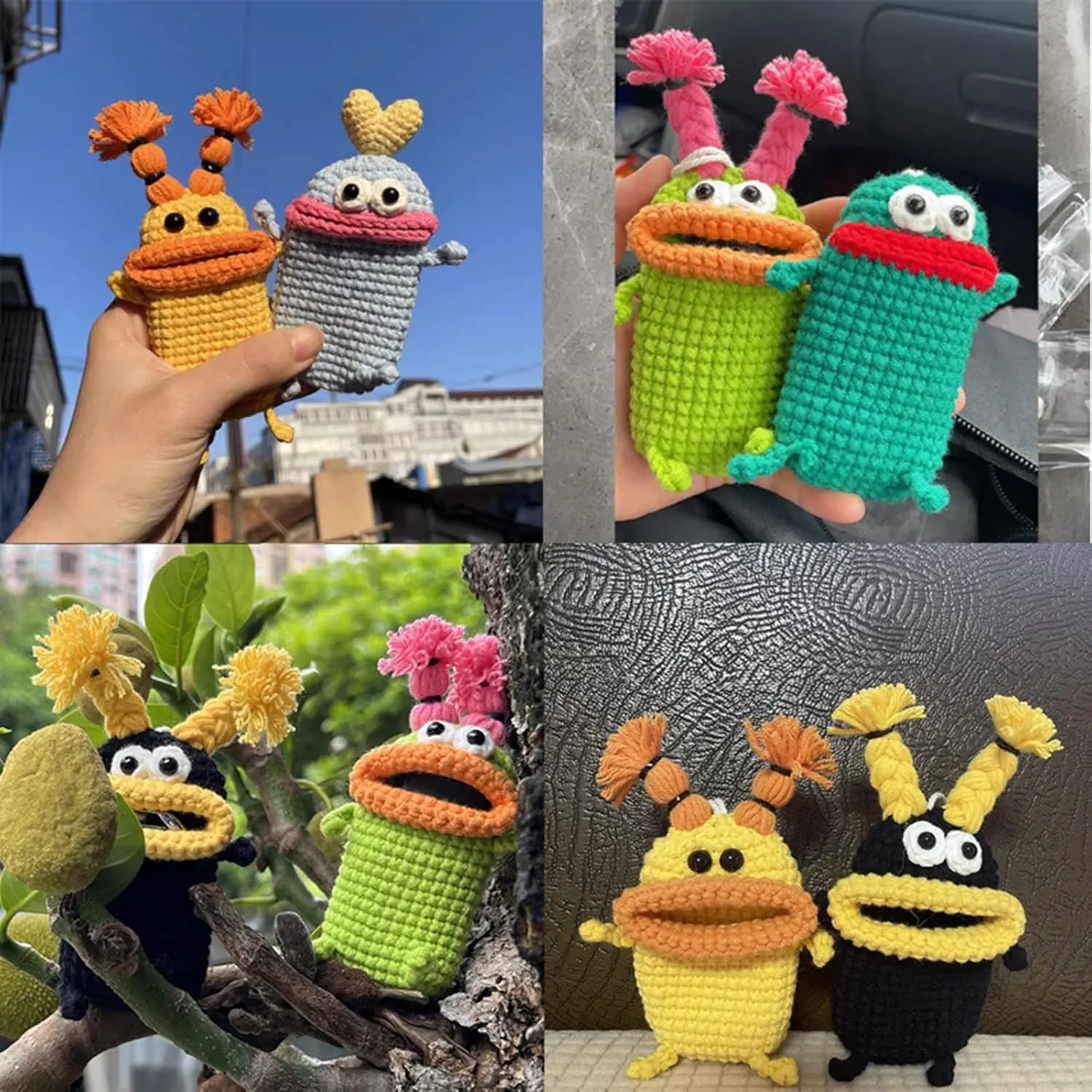 Winter Essentials Funny Handmade Crochet Monster Keychain – Cute