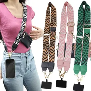5 colors of retro striped mobile phone crossbody strap, Crossbody Lanyard, multi-functional and adjustable, can be used for mobile phone pendant, backpack pendant, backpack pendant with wallet, suitable for gifts to give to your girlfriend