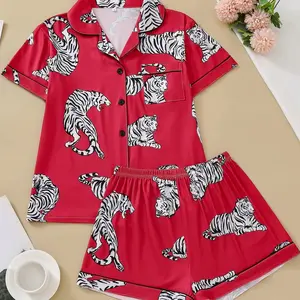 Custom Women's Pajamas Short Sleeves and Shorts Pajama Sets Loungewear Sleepwear for Summer Pyjamas