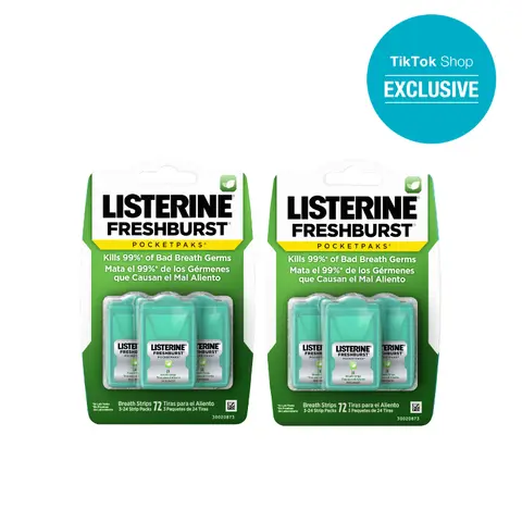 Listerine Freshburst Pocketpaks Dissolving Breath Strips 6 Pack, 144ct total, Zero Sugar, Zero Alcohol, #1 Recommended Mouthwash Brand