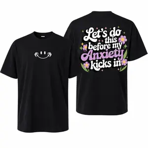 [100% Cotton] Funny Trendy Anxiety Quote Graphic T-Shirt Cute Mental Health Humor Tee for Men Women Teens Gift Idea for Friends Birthday Holiday Casual Outfit Positive Chill Vibes Comfortable Soft Streetwear Feel Good Relaxed Everyday Style