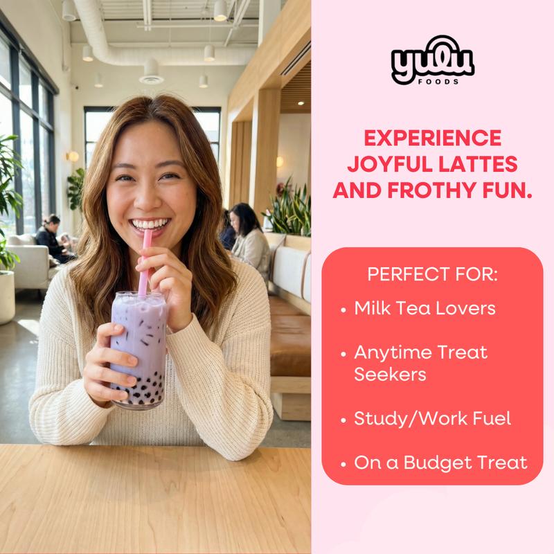 YULU FOODS Instant Boba Milk Tea Kit – Variety Pack with Brown Sugar Tapioca Pearls, 10 Drink Set