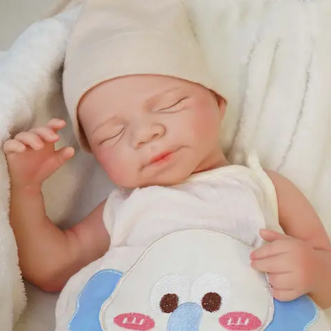 FunCuddle NO.14 18.31-in Full-Body Silicone Baby Soft Doll - Ultra-Realistic Gorgeous Cuddly Doll, Baby-Like Skin, Unisex Developmental Role-Playing Toy for 4-6 Years Boys, Companion, Display-Only, Includes Bottles, Exquisite Packaging