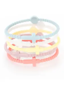 5pcs Jesus Bracelets Cross Silicone Bracelet, Stackable Bracelets, Cute Criss Cross Design, Macaron-Colored Beaded, Religious Jewelry Gift, Gifts for Women Men