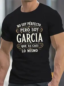 Summer New No Soy Perfecto Spanish Slogan T-Shirt, Menswear Streetwear American Vintage Classic Last Name Style, Loose Round Neck, Unisex Short Sleeve, Cultural Man