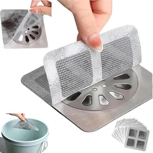 100PCS Disposable Shower Drain Hair Catcher, Self-Adhesive Drain Filter Stickers, Bathroom Bathtub & Sink Hair Trap, Anti-Clog Floor Drain Cover