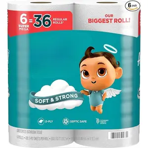 [New Deal]-Toilet Paper, 6 Super Mega Rolls = 36 Regular Rolls, Soft and Strong Toilet Tissue