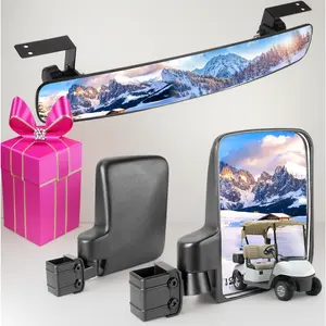 Golf Cart Rearview Mirrors Kit, Foldable 180° Rotation, No Drilling, Fits Club Car, EZGO & More, Side Mirrors for Golf Carts, Fits Golf Carts