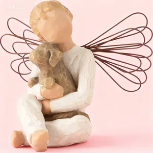 Hand-Painted Sculpted Angel Figure, Comforting Collectible Statue, Reusable Home Decor Gift, Serene Detailed Figurine, Heirloom Quality Artwork