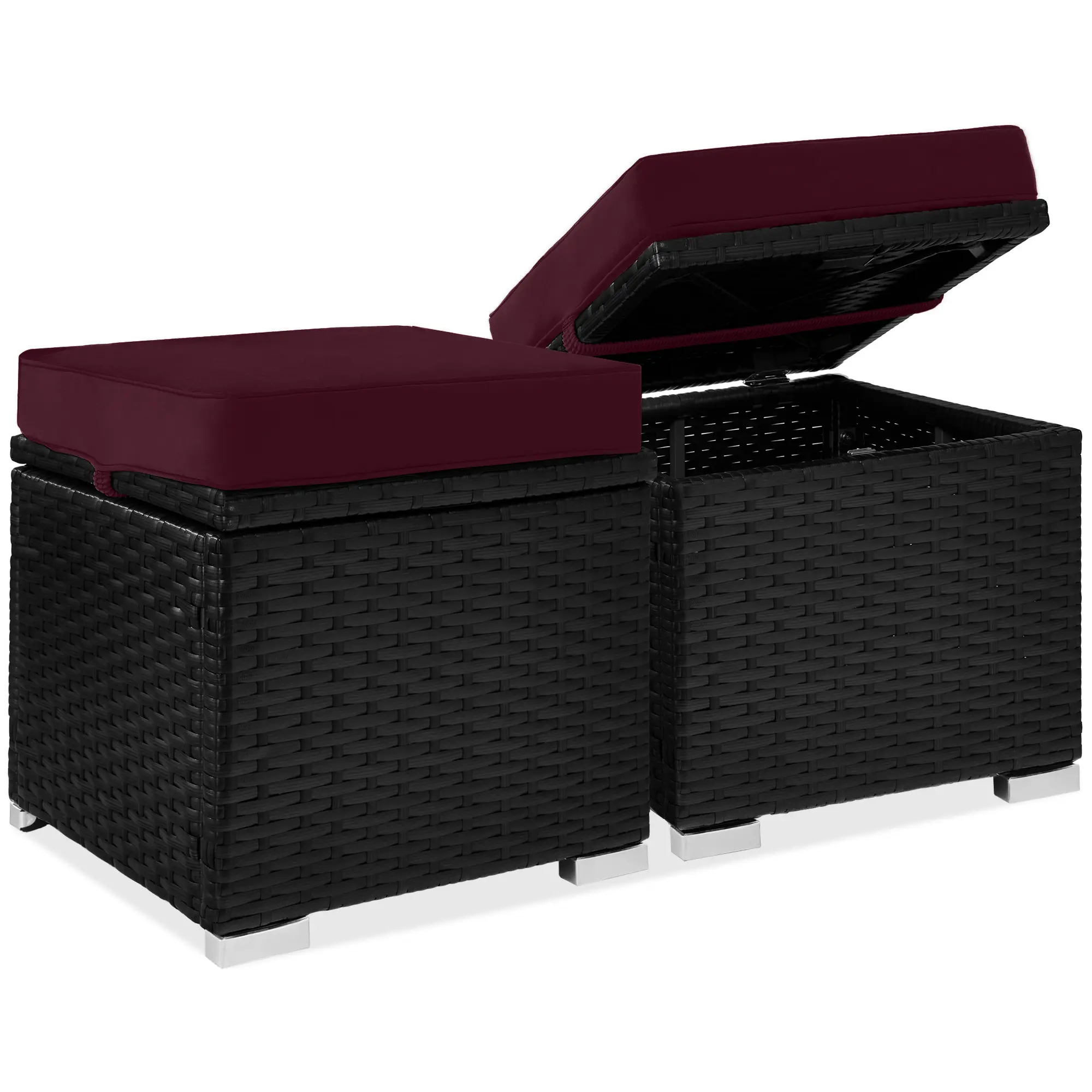 Best Choice Products Set of 2 Wicker Ottomans, Multipurpose Furniture w/ Removable Cushions, Steel Frame