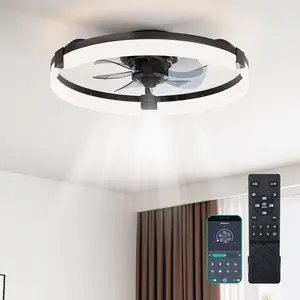 Ceiling Fans with Lights and Remote, 20/24 Inch Low Profile Fandelier with 6-Hour Timer, Dimmable LED 3000K-6500K, 16 Brightness Levels, Flush Mount for Bedroom