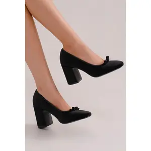PALMER-01 Classic Pumps with Bow and Block Heel