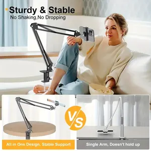 Phone Overhead Video Stand Articulating Arm Phone Mount Overhead Table Top Mount Flexible 360 °   Rotation Cell Phone Clip Holder For Streaming Phone Baking Crafting Cooking And More