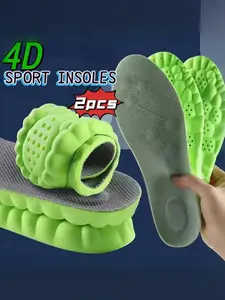 2pcs (1 Pair) 4D Sports Insoles, Soft Breathable Shock-Absorbing Cushion Shoe Inserts, Lightweight Flexible Comfort Pads, Trim-to-Fit Design for Running, Walking, Training, Work and Daily Wear