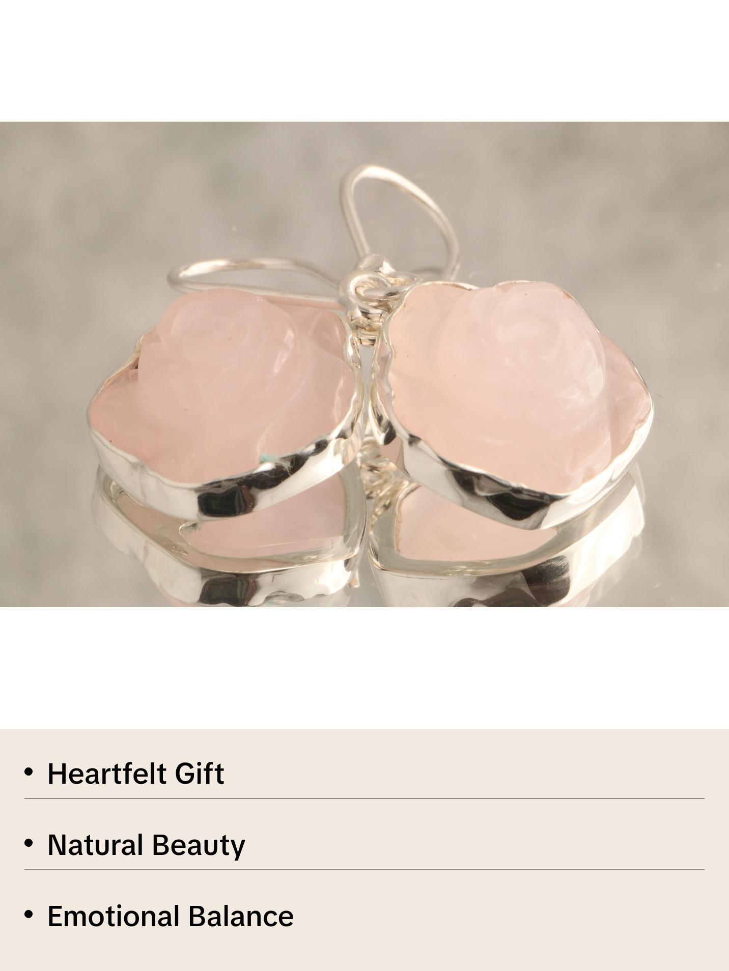 Blossoming Love - Rose Quartz 925 Silver Earrings Blossoming Love - Rose Quartz 925 Silver Earrings