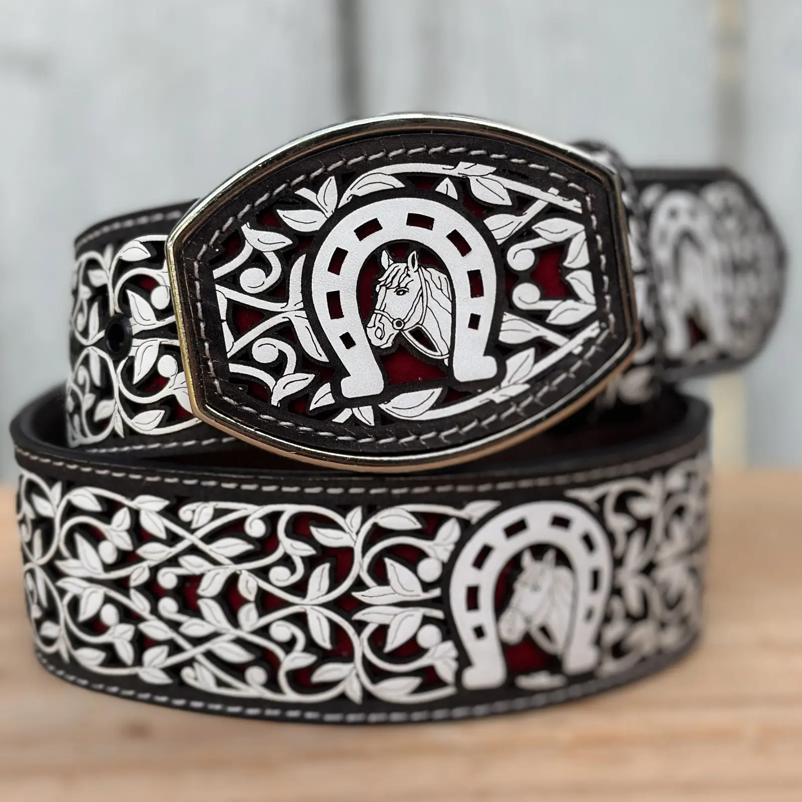 "Horse and Horseshoe" Artisan Western Belt for Men