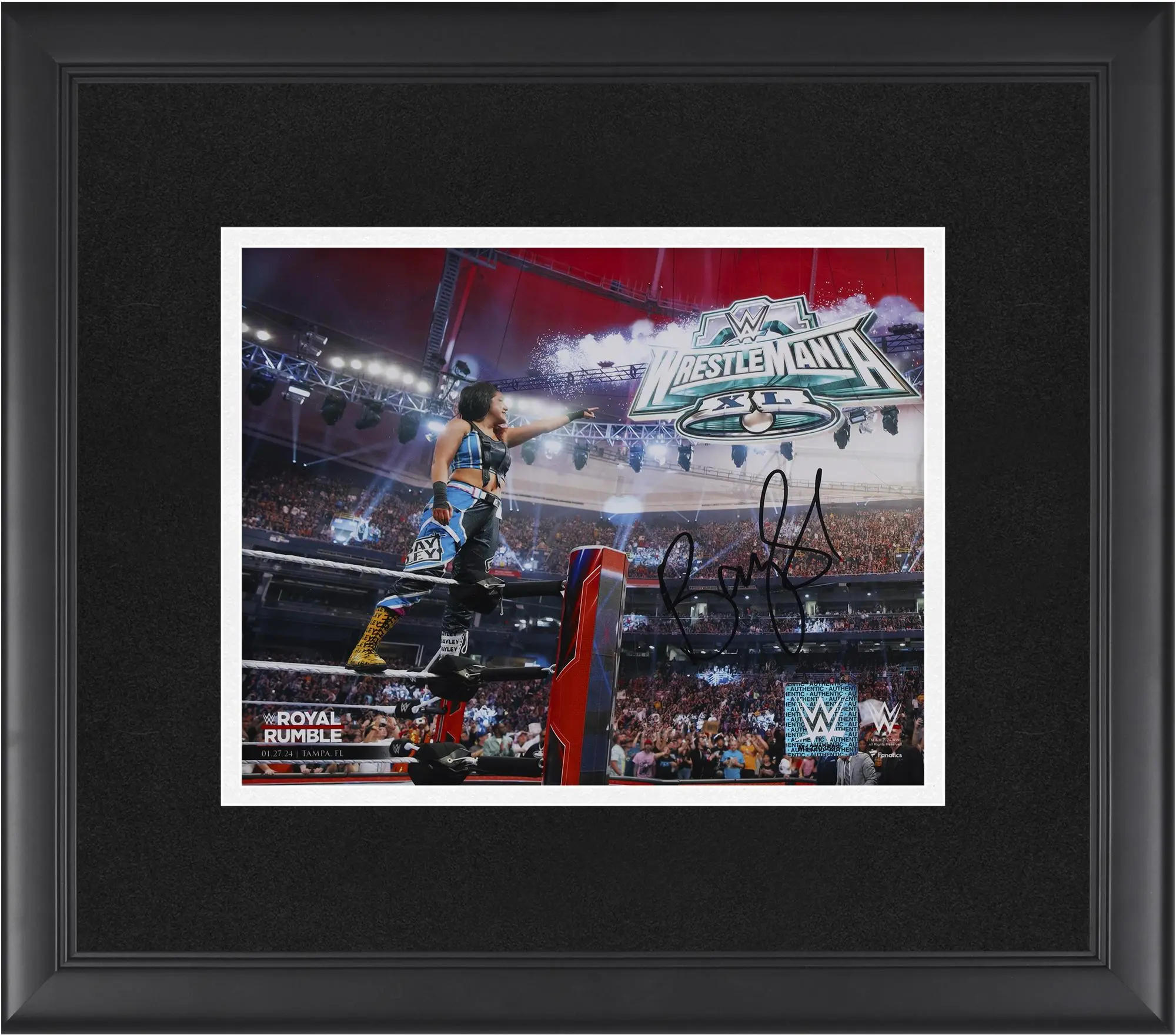 Bayley WWE Framed Autographed 8" x 10" 2024 Royal Rumble Pointing Photograph - Fanatics Authentic Certified
