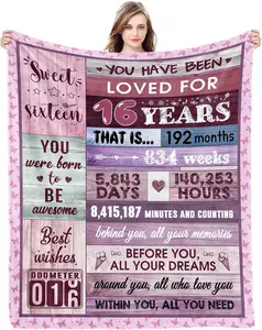 Sweet 16 Gifts for Girls, 16 Year Old Girl Birthday Gift Ideas, 16th Birthday Gifts for Girls, Gifts for 16 Year Old Girl, Sweet 16 Party Decorations Throw Blanket 60"X50"