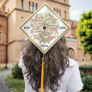 Personalized The Ups & Downs Were Worth It Graduation Cap Topper Anatomical Heart Mortarboard Decal RN Cardiac Nurse Grads Hat